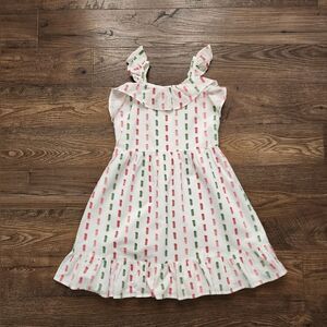 Girls' White and Pink Ruffle Dress
